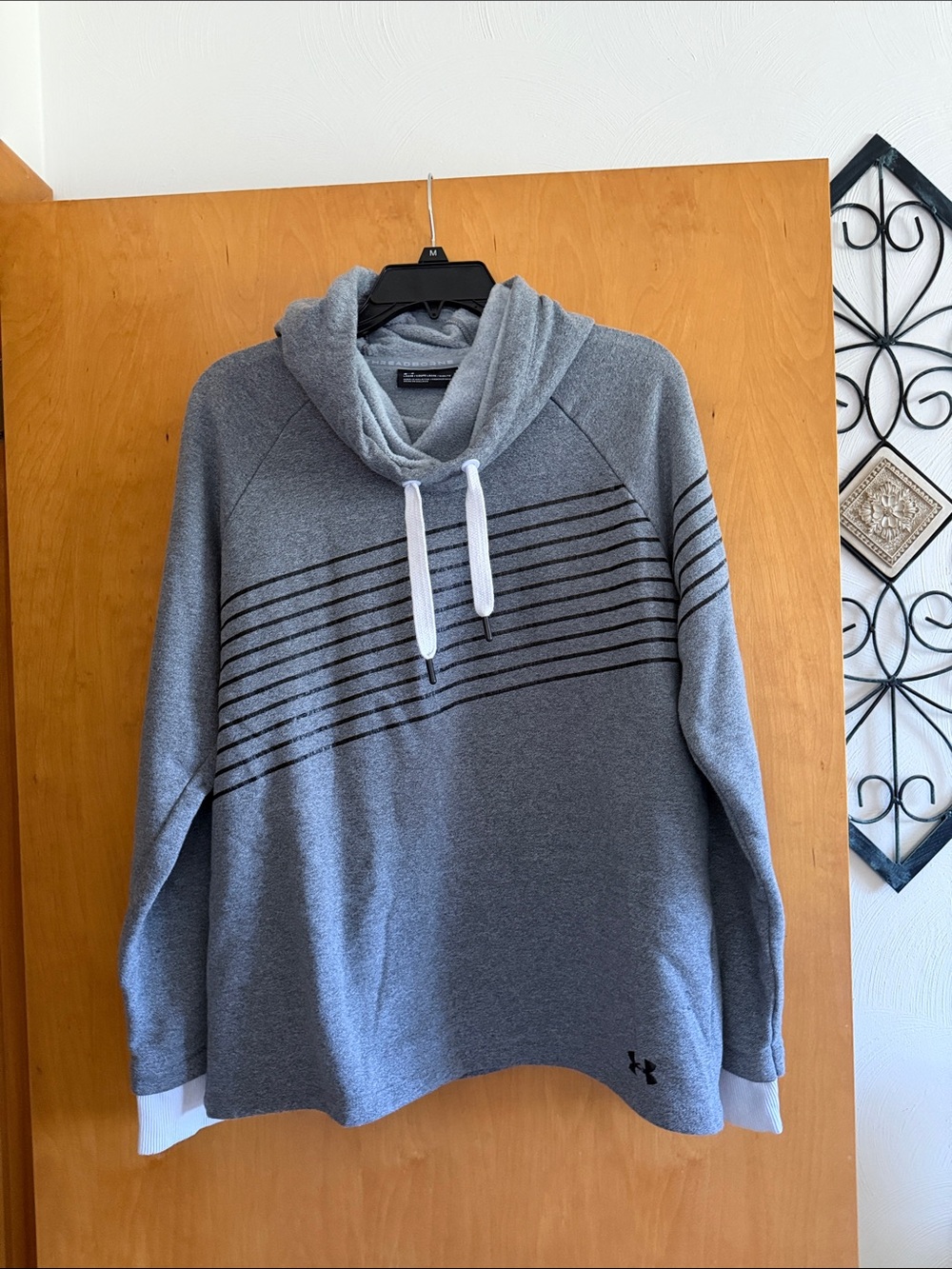 Under Armour Women’s loose fit Grey Hooded Sweater with Striped Detail